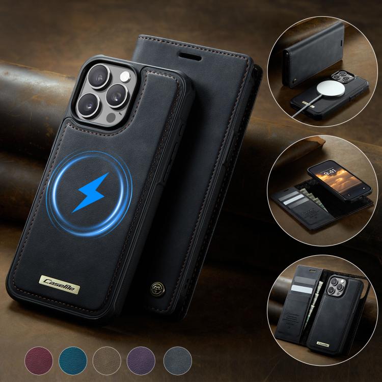 For iPhone 12 Pro Max CaseMe C49 MagSafe RFID Blocking Detachable Wallet Leather Phone Case