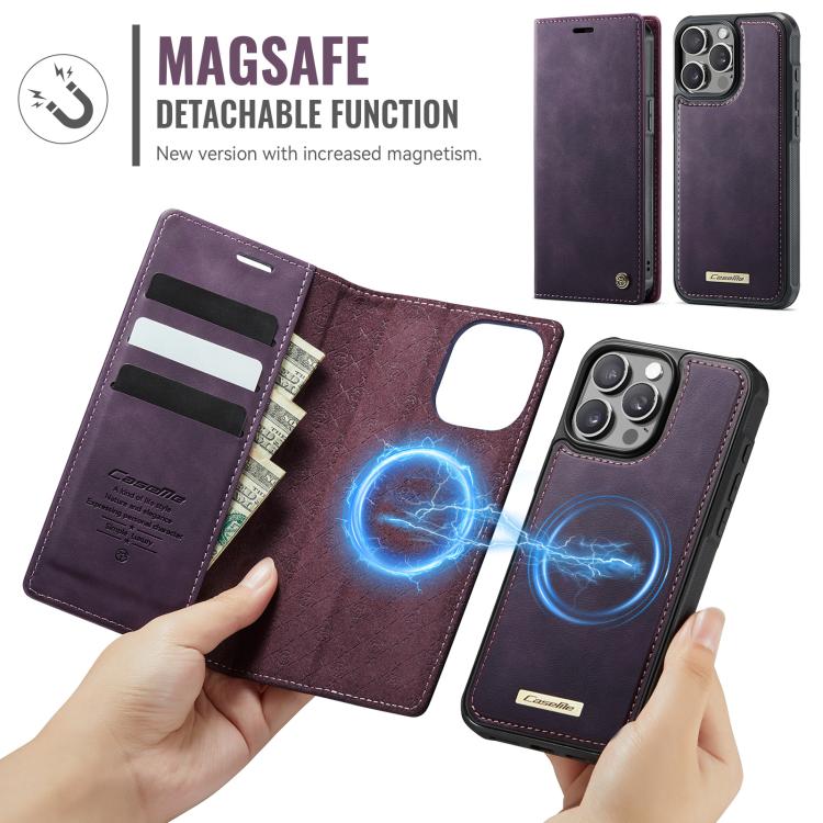 For iPhone 12 Pro Max CaseMe C49 MagSafe RFID Blocking Detachable Wallet Leather Phone Case
