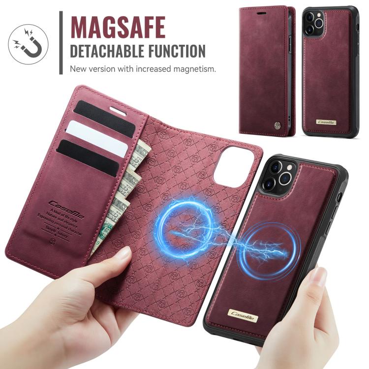For iPhone 11 Pro CaseMe C49 MagSafe RFID Blocking Detachable Wallet Leather Phone Case