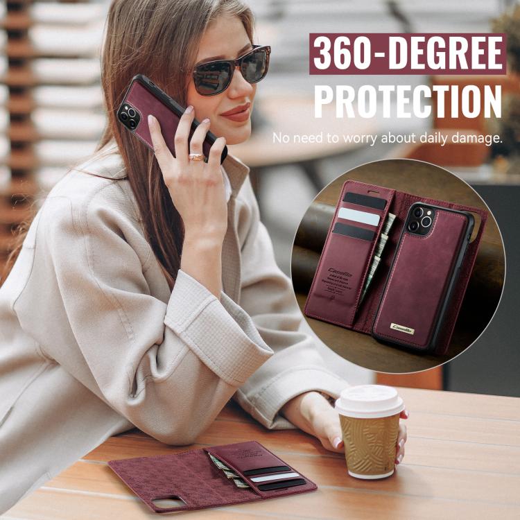 For iPhone 11 Pro CaseMe C49 MagSafe RFID Blocking Detachable Wallet Leather Phone Case