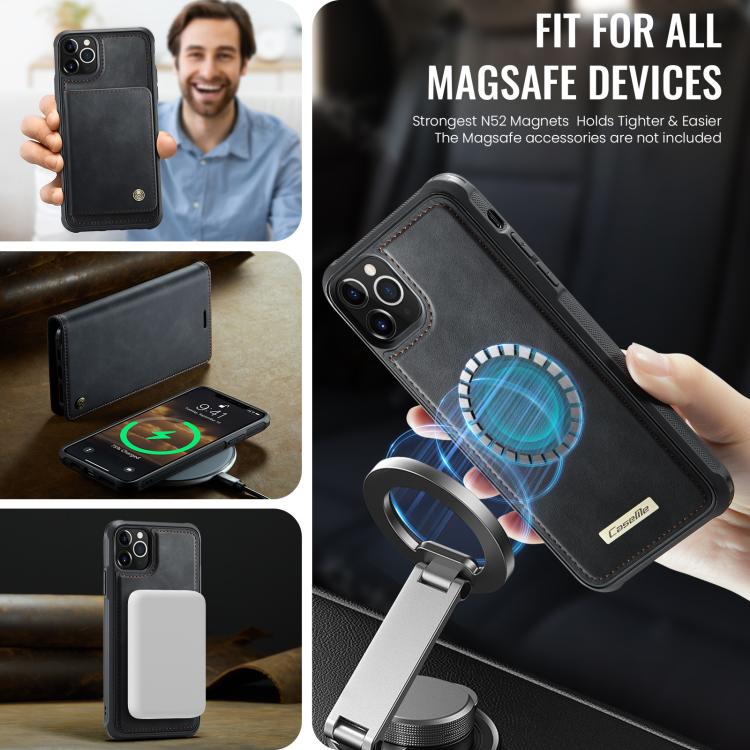 For iPhone 11 Pro CaseMe C49 MagSafe RFID Blocking Detachable Wallet Leather Phone Case