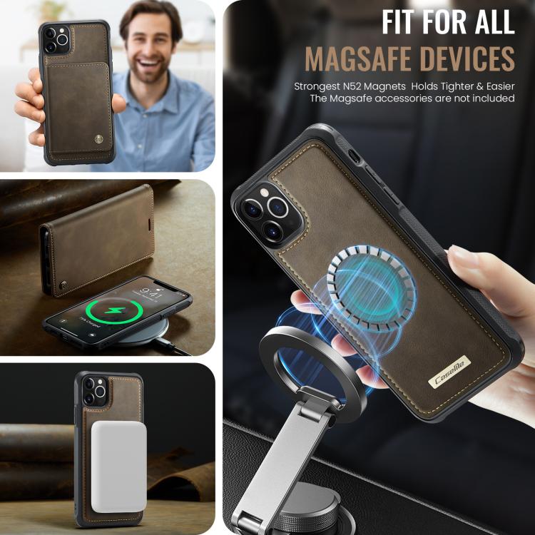 For iPhone 11 Pro CaseMe C49 MagSafe RFID Blocking Detachable Wallet Leather Phone Case