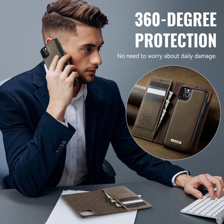 For iPhone 11 Pro CaseMe C49 MagSafe RFID Blocking Detachable Wallet Leather Phone Case