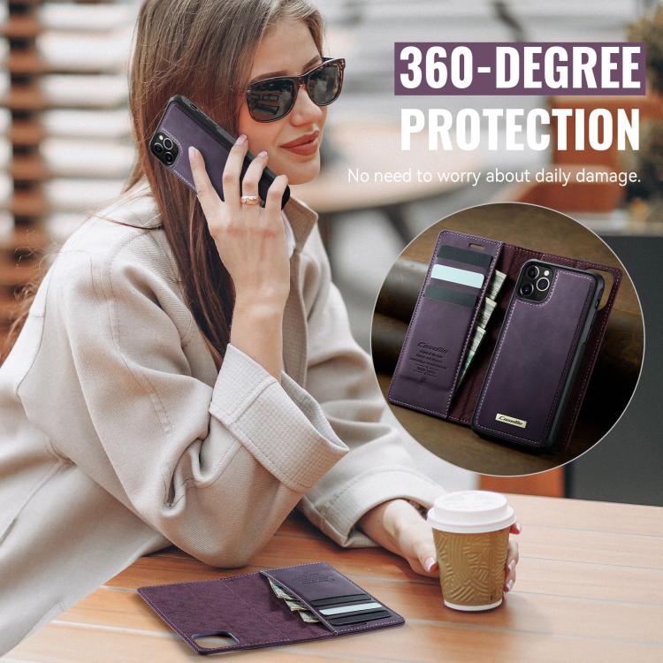 For iPhone 11 Pro CaseMe C49 MagSafe RFID Blocking Detachable Wallet Leather Phone Case