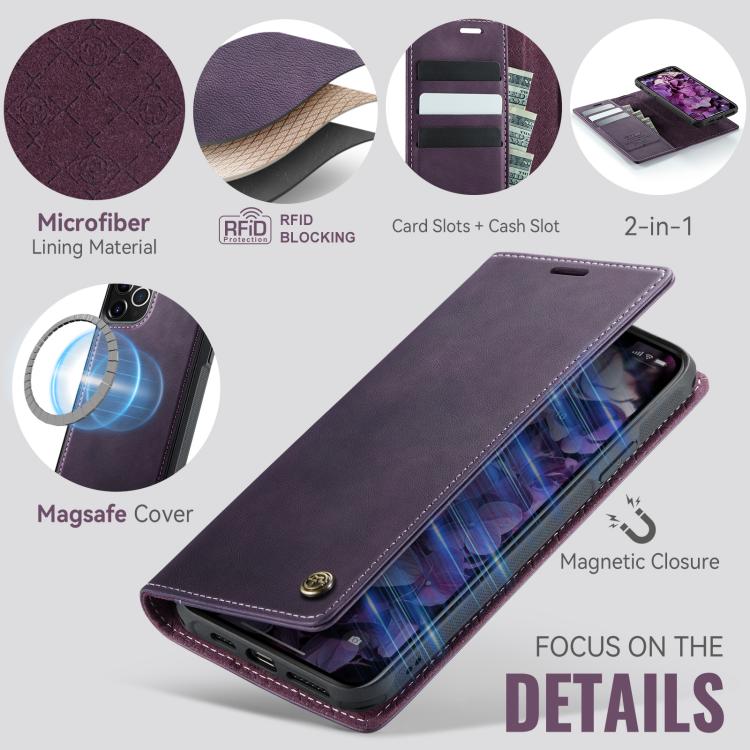 For iPhone 11 Pro CaseMe C49 MagSafe RFID Blocking Detachable Wallet Leather Phone Case