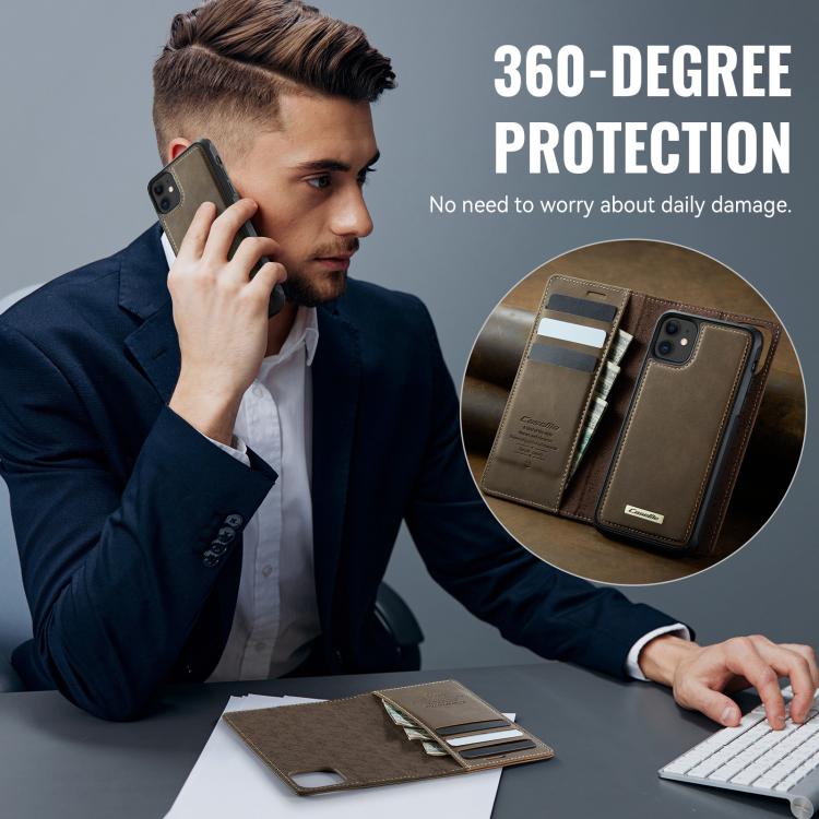 For iPhone 11 CaseMe C49 MagSafe RFID Blocking Detachable Wallet Leather Phone Case