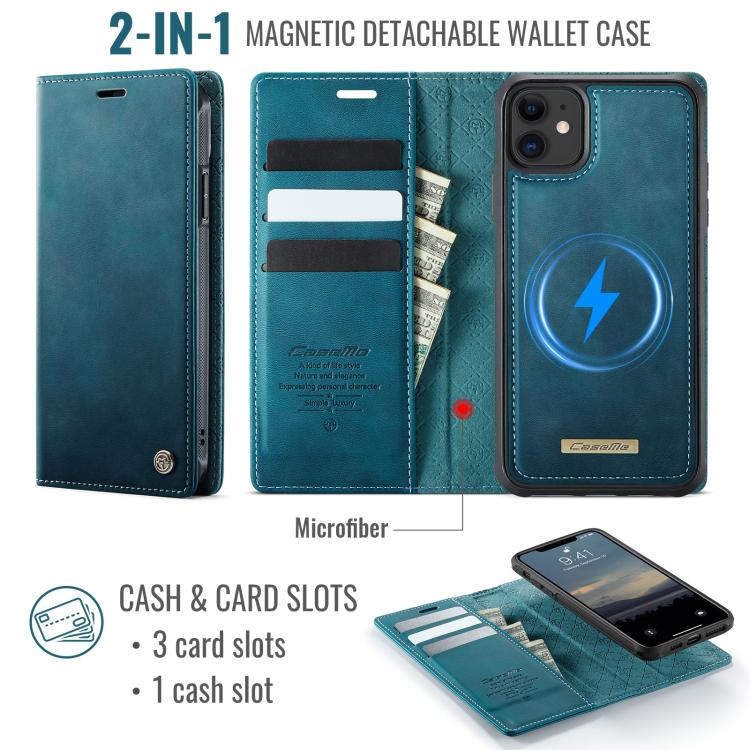 For iPhone 11 CaseMe C49 MagSafe RFID Blocking Detachable Wallet Leather Phone Case