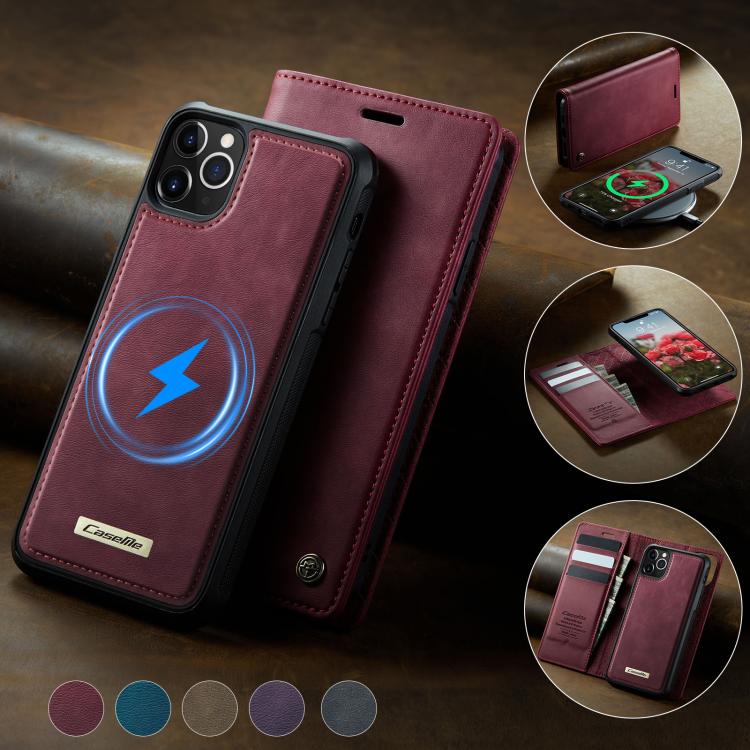 For iPhone 11 Pro Max CaseMe C49 MagSafe RFID Blocking Detachable Wallet Leather Phone Case