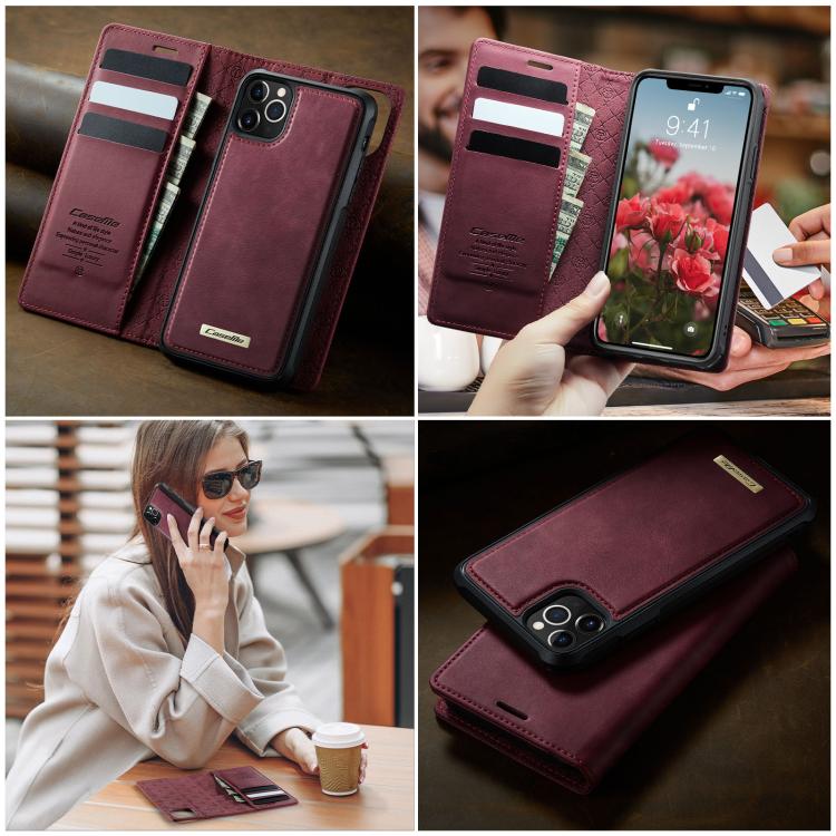 For iPhone 11 Pro Max CaseMe C49 MagSafe RFID Blocking Detachable Wallet Leather Phone Case