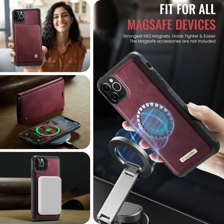 For iPhone 11 Pro Max CaseMe C49 MagSafe RFID Blocking Detachable Wallet Leather Phone Case