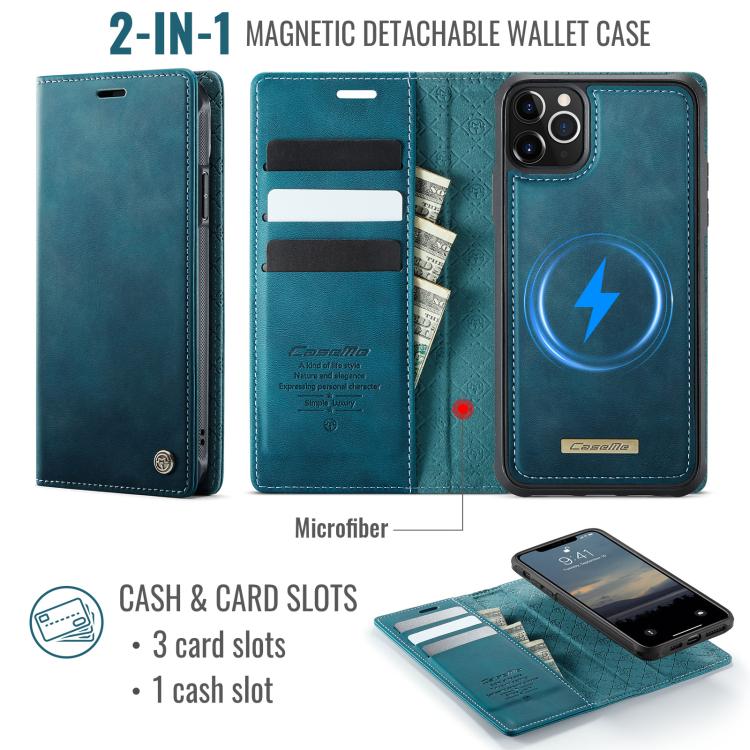 For iPhone 11 Pro Max CaseMe C49 MagSafe RFID Blocking Detachable Wallet Leather Phone Case