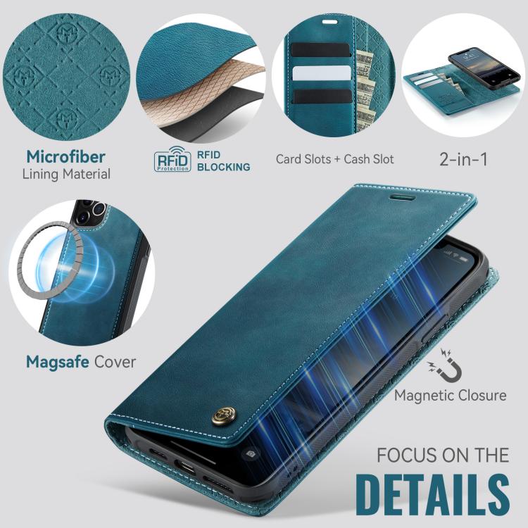 For iPhone 11 Pro Max CaseMe C49 MagSafe RFID Blocking Detachable Wallet Leather Phone Case