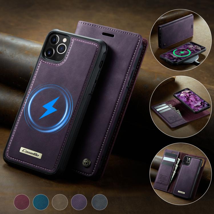 For iPhone 11 Pro Max CaseMe C49 MagSafe RFID Blocking Detachable Wallet Leather Phone Case