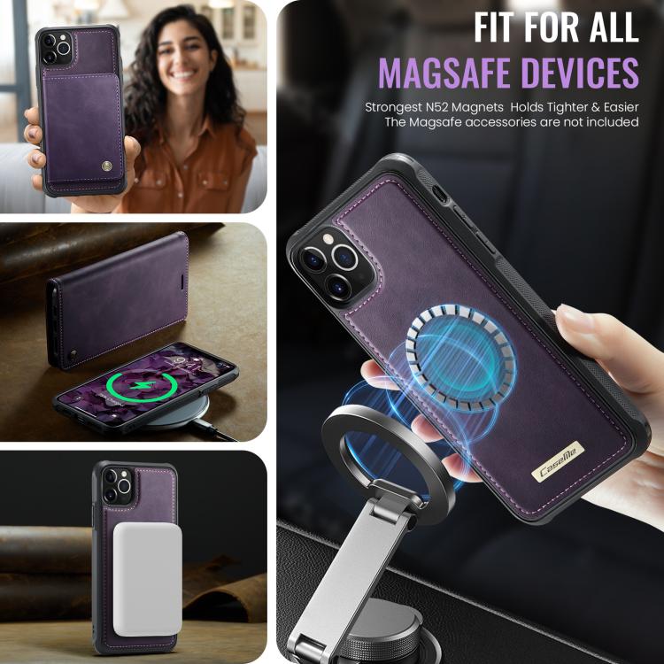 For iPhone 11 Pro Max CaseMe C49 MagSafe RFID Blocking Detachable Wallet Leather Phone Case