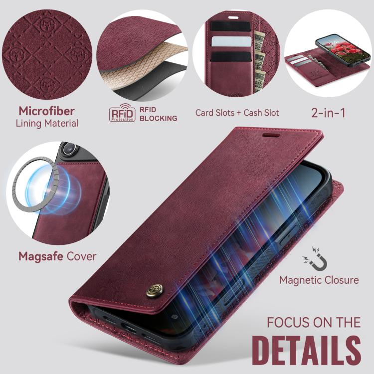 For iPhone Air CaseMe C49 MagSafe RFID Blocking Detachable Wallet Leather Phone Case