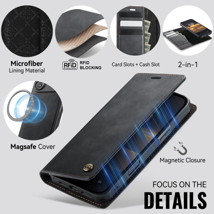 For iPhone Air CaseMe C49 MagSafe RFID Blocking Detachable Wallet Leather Phone Case