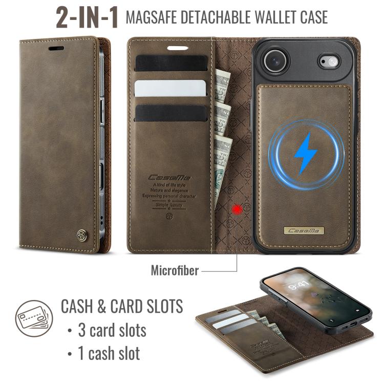 For iPhone Air CaseMe C49 MagSafe RFID Blocking Detachable Wallet Leather Phone Case