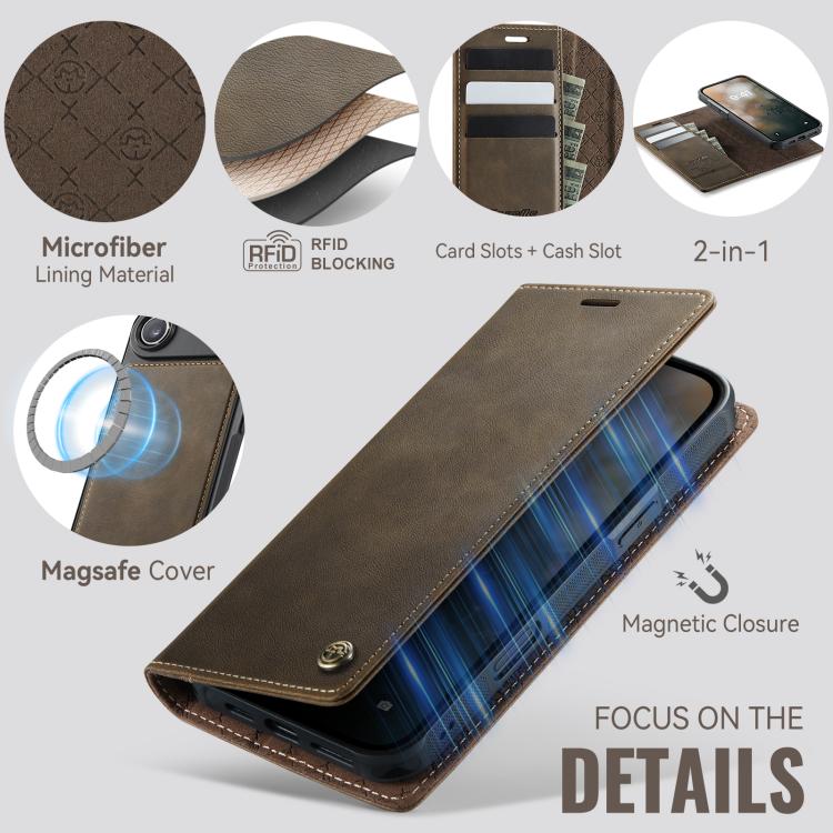 For iPhone Air CaseMe C49 MagSafe RFID Blocking Detachable Wallet Leather Phone Case