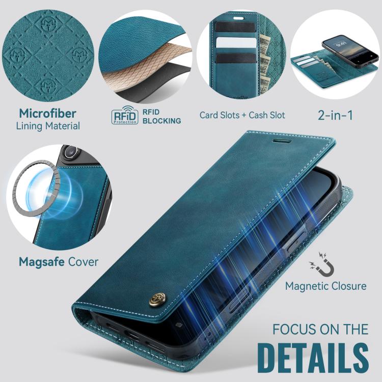 For iPhone Air CaseMe C49 MagSafe RFID Blocking Detachable Wallet Leather Phone Case