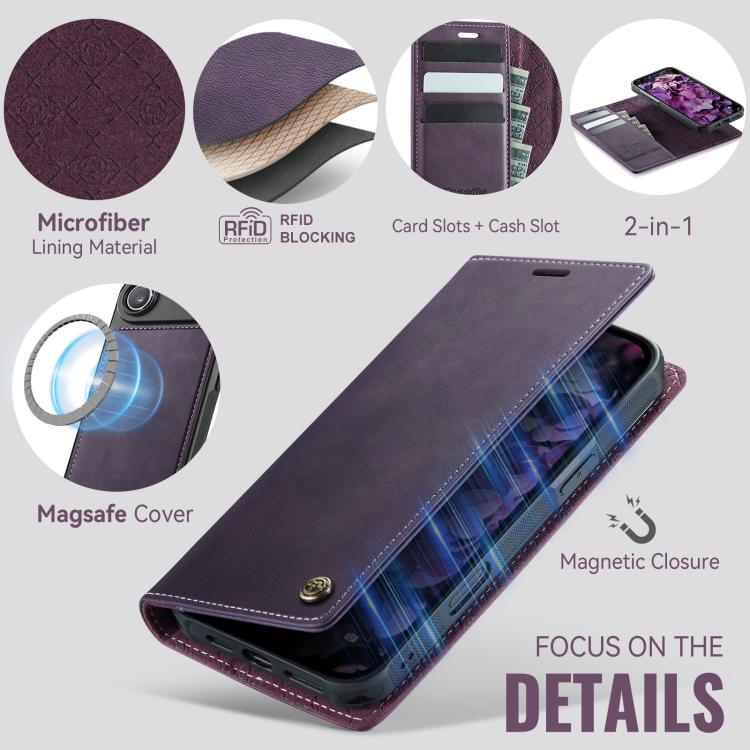 For iPhone Air CaseMe C49 MagSafe RFID Blocking Detachable Wallet Leather Phone Case