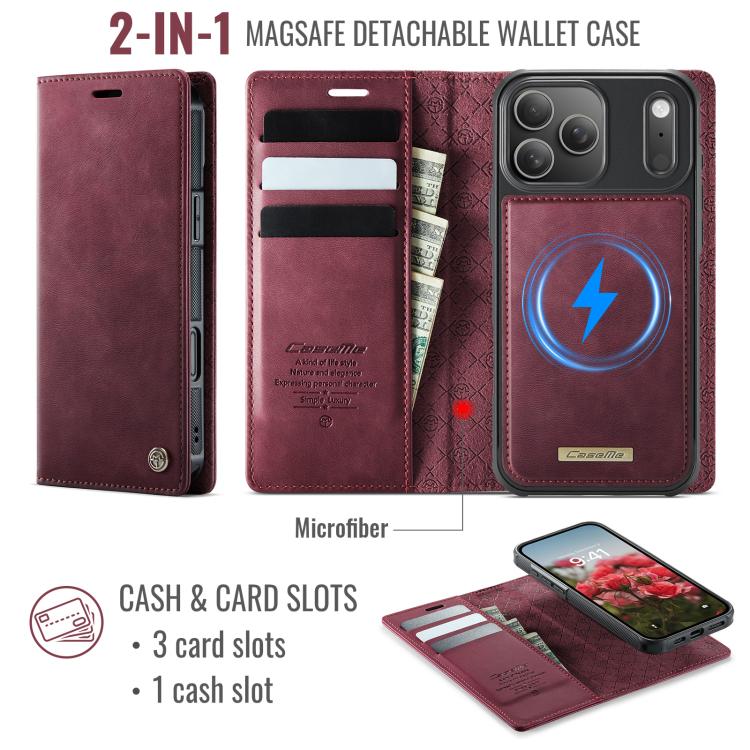 For iPhone 17 Pro CaseMe C49 MagSafe RFID Blocking Detachable Wallet Leather Phone Case