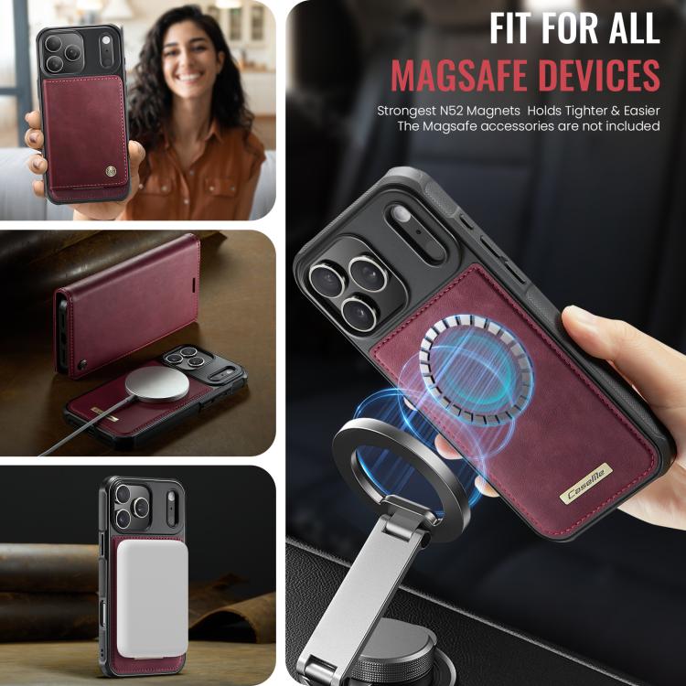 For iPhone 17 Pro CaseMe C49 MagSafe RFID Blocking Detachable Wallet Leather Phone Case