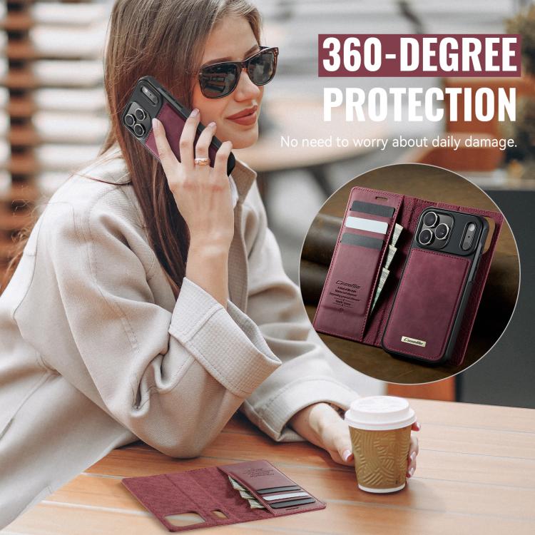 For iPhone 17 Pro CaseMe C49 MagSafe RFID Blocking Detachable Wallet Leather Phone Case