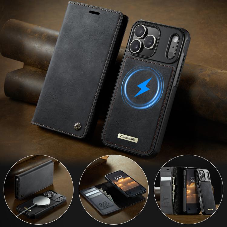 For iPhone 17 Pro CaseMe C49 MagSafe RFID Blocking Detachable Wallet Leather Phone Case