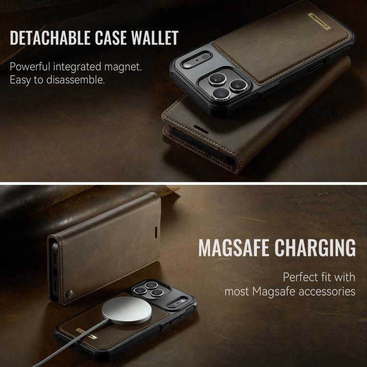 For iPhone 17 Pro CaseMe C49 MagSafe RFID Blocking Detachable Wallet Leather Phone Case