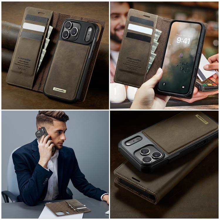 For iPhone 17 Pro CaseMe C49 MagSafe RFID Blocking Detachable Wallet Leather Phone Case