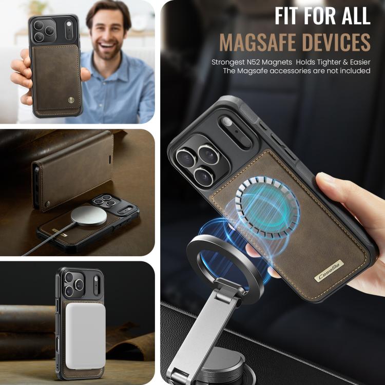 For iPhone 17 Pro CaseMe C49 MagSafe RFID Blocking Detachable Wallet Leather Phone Case