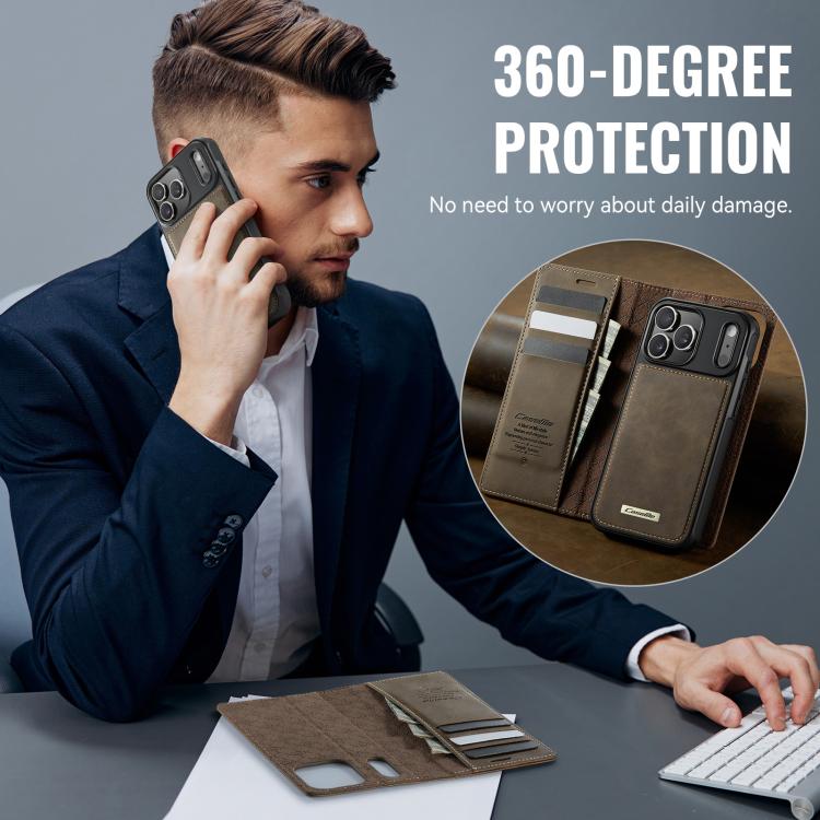 For iPhone 17 Pro CaseMe C49 MagSafe RFID Blocking Detachable Wallet Leather Phone Case