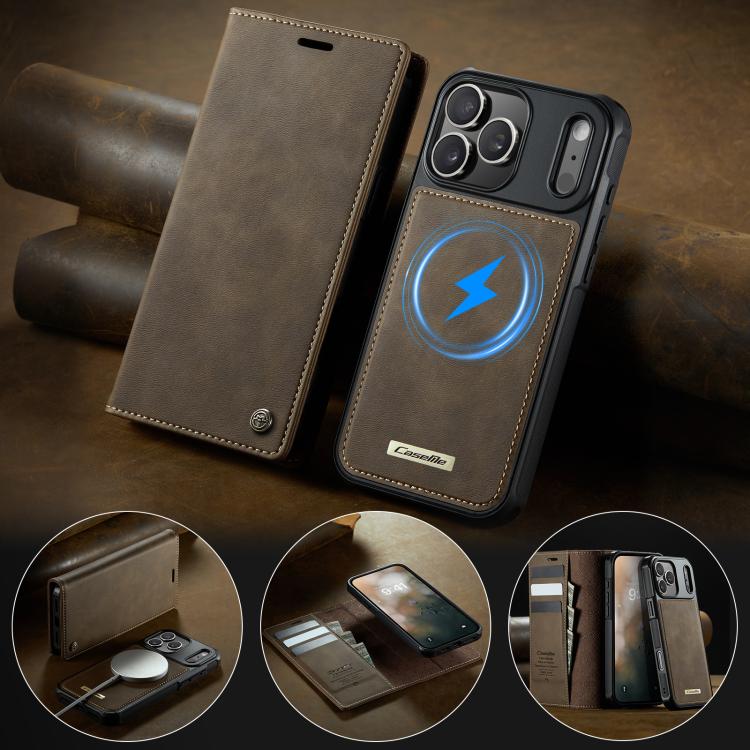 For iPhone 17 Pro CaseMe C49 MagSafe RFID Blocking Detachable Wallet Leather Phone Case