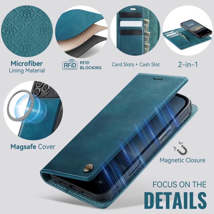 For iPhone 17 Pro CaseMe C49 MagSafe RFID Blocking Detachable Wallet Leather Phone Case