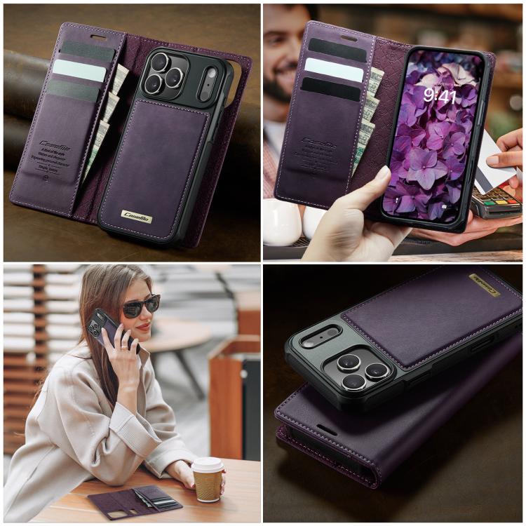 For iPhone 17 Pro CaseMe C49 MagSafe RFID Blocking Detachable Wallet Leather Phone Case