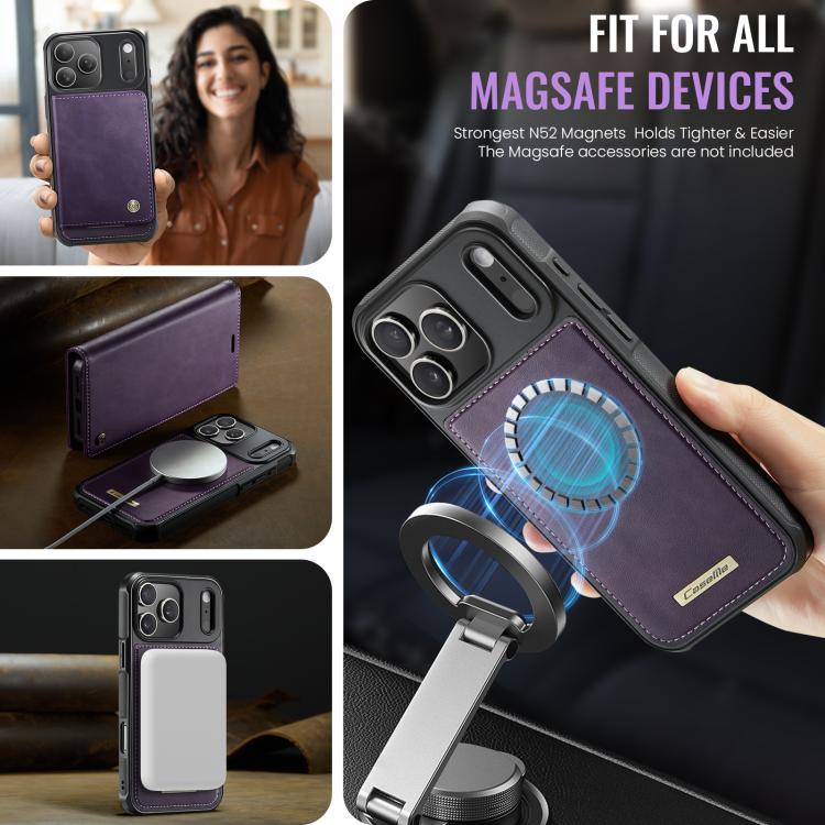 For iPhone 17 Pro CaseMe C49 MagSafe RFID Blocking Detachable Wallet Leather Phone Case