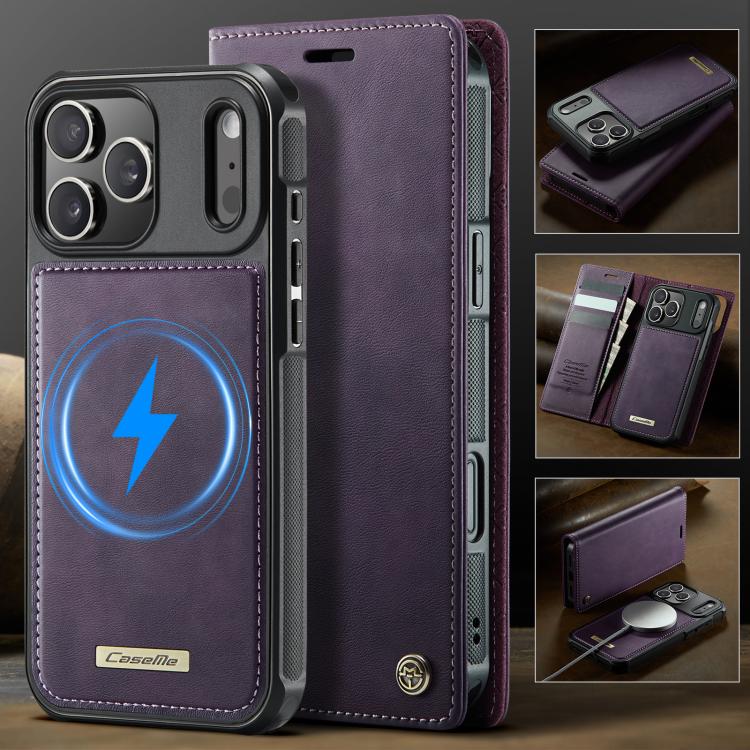 For iPhone 17 Pro CaseMe C49 MagSafe RFID Blocking Detachable Wallet Leather Phone Case