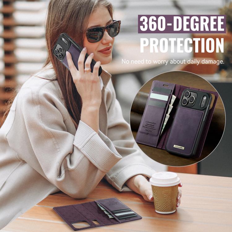 For iPhone 17 Pro CaseMe C49 MagSafe RFID Blocking Detachable Wallet Leather Phone Case