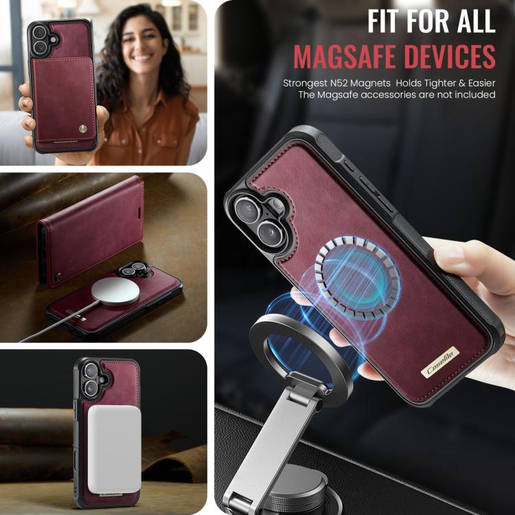 For iPhone 17 CaseMe C49 MagSafe RFID Blocking Detachable Wallet Leather Phone Case