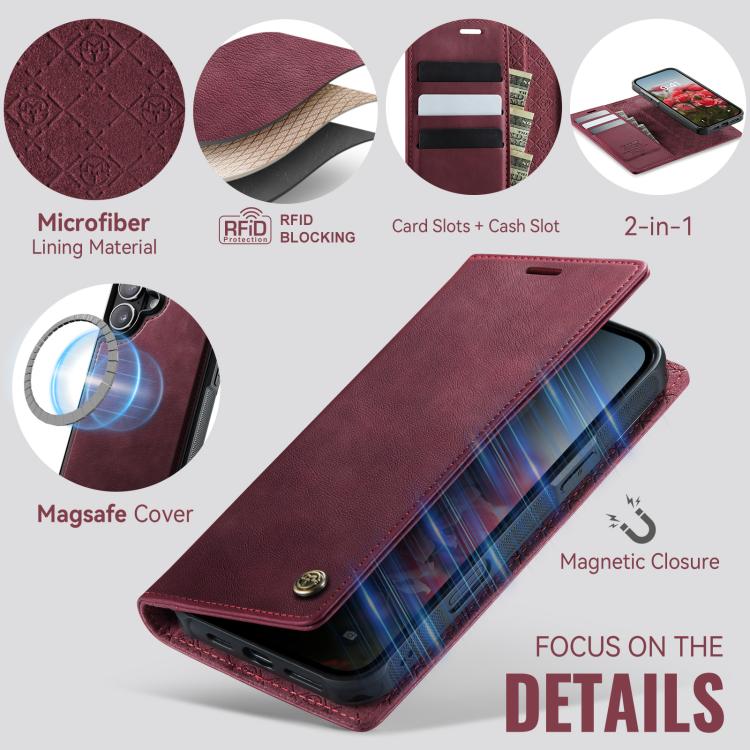 For iPhone 17 CaseMe C49 MagSafe RFID Blocking Detachable Wallet Leather Phone Case