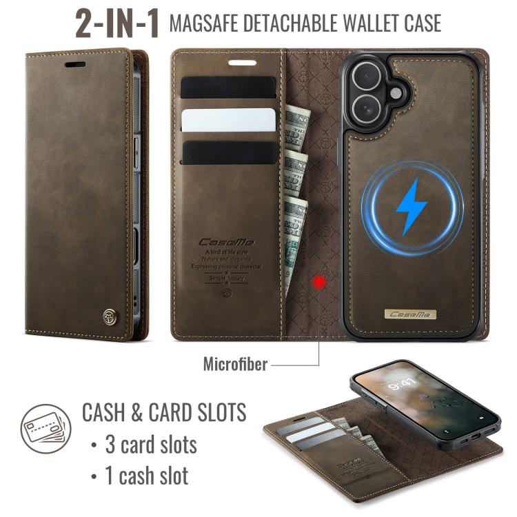 For iPhone 17 CaseMe C49 MagSafe RFID Blocking Detachable Wallet Leather Phone Case