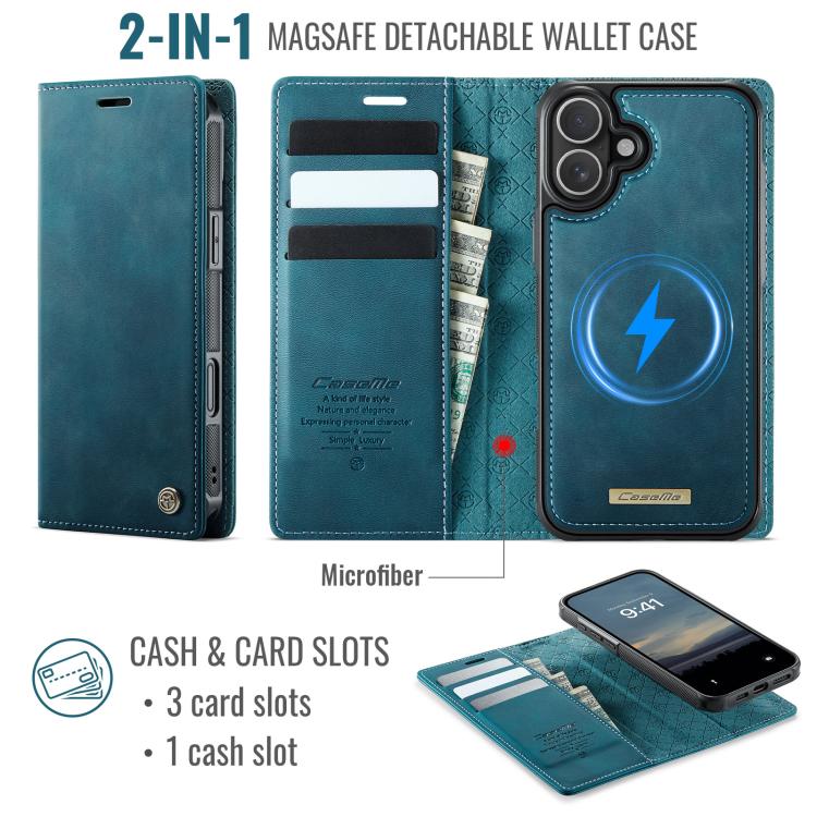 For iPhone 17 CaseMe C49 MagSafe RFID Blocking Detachable Wallet Leather Phone Case