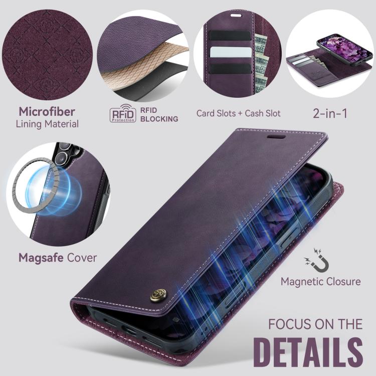 For iPhone 17 CaseMe C49 MagSafe RFID Blocking Detachable Wallet Leather Phone Case
