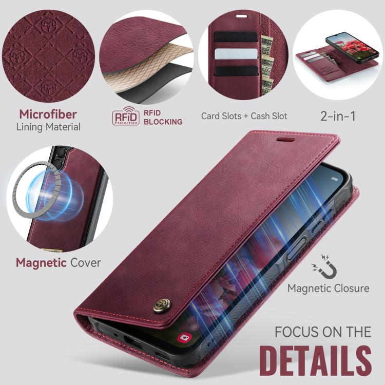 For Samsung Galaxy A16 5G CaseMe C49 Magnetic RFID Blocking Detachable Wallet Leather Phone Case