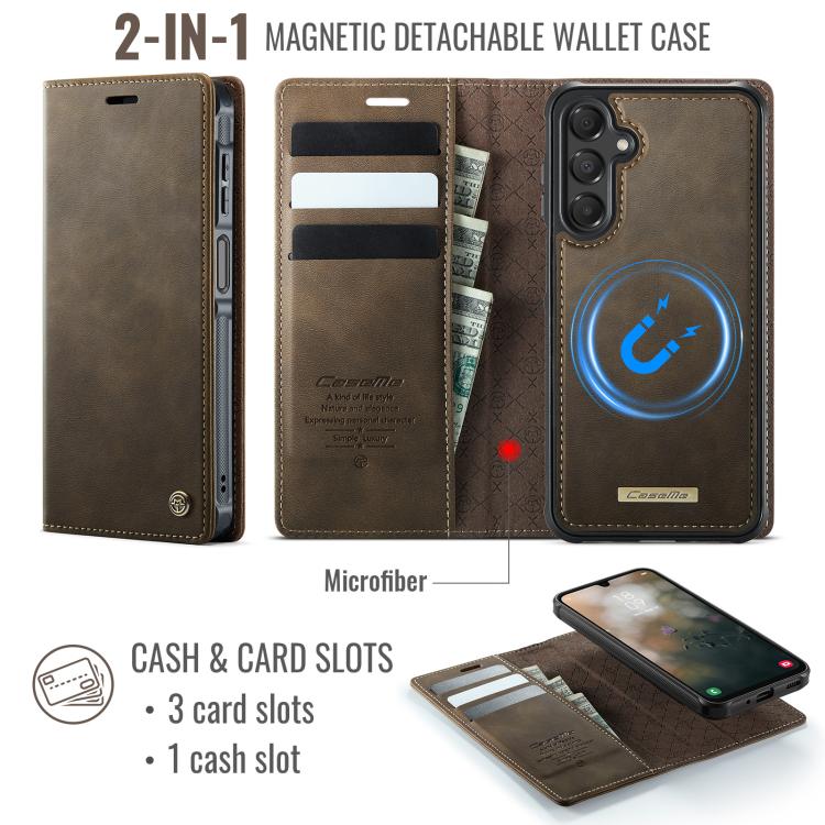 For Samsung Galaxy A16 5G CaseMe C49 Magnetic RFID Blocking Detachable Wallet Leather Phone Case