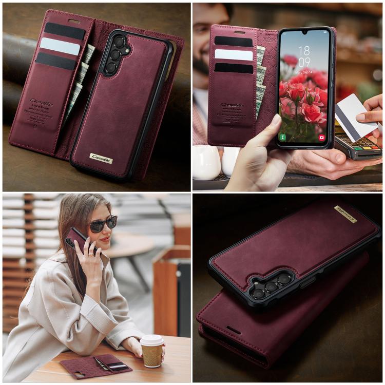 For Samsung Galaxy A15 CaseMe C49 Magnetic RFID Blocking Detachable Wallet Leather Phone Case