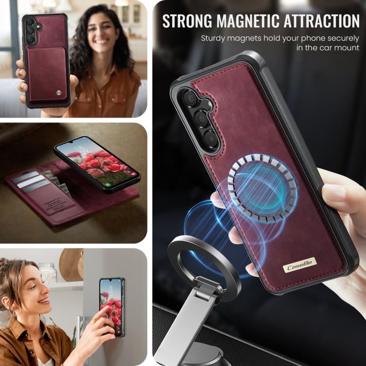 For Samsung Galaxy A15 CaseMe C49 Magnetic RFID Blocking Detachable Wallet Leather Phone Case