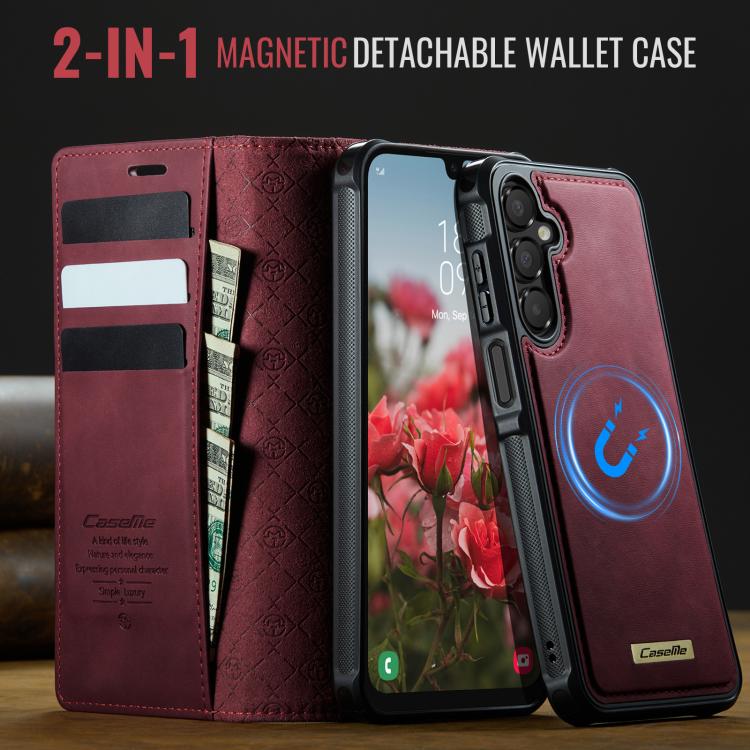 For Samsung Galaxy A15 CaseMe C49 Magnetic RFID Blocking Detachable Wallet Leather Phone Case
