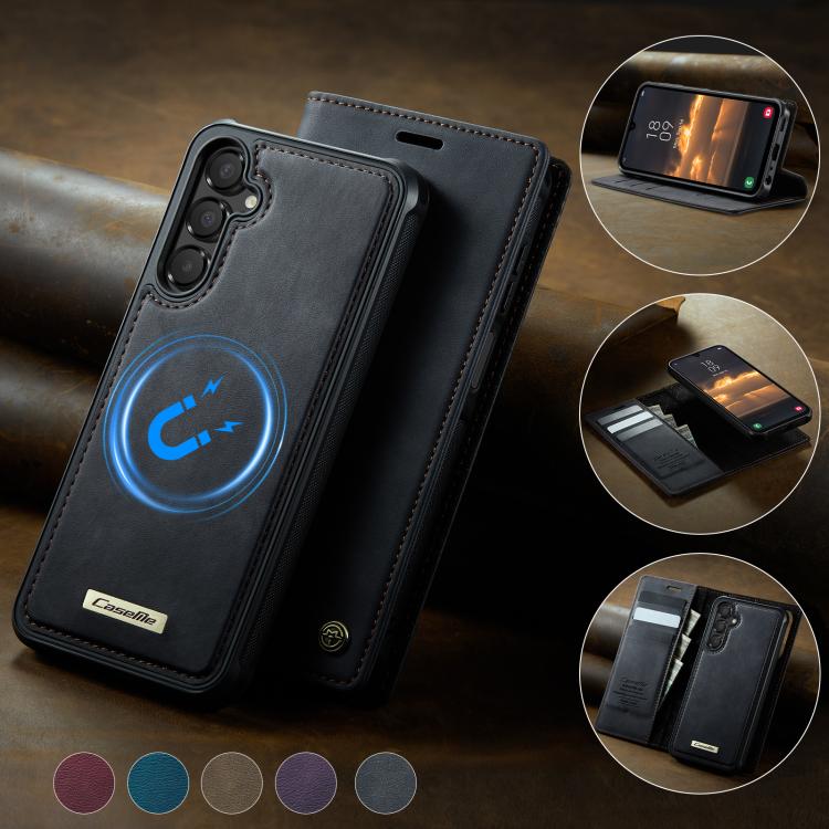 For Samsung Galaxy A15 CaseMe C49 Magnetic RFID Blocking Detachable Wallet Leather Phone Case