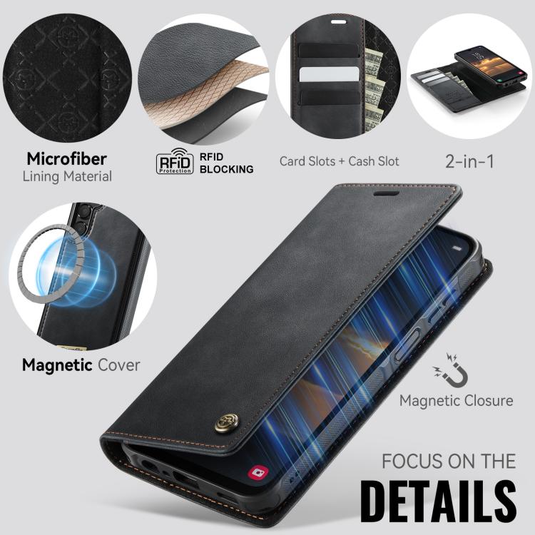 For Samsung Galaxy A15 CaseMe C49 Magnetic RFID Blocking Detachable Wallet Leather Phone Case
